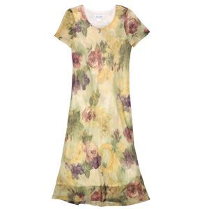 Vintage Michael Blair Maxi Dress Sz 10 Summer 90s Floral Art Deco Flowy USA Made